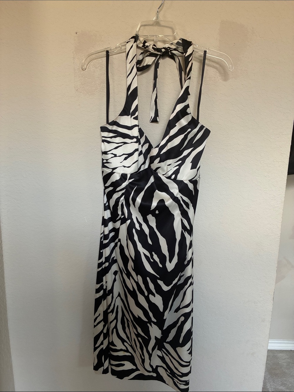 Donna Ricco Black & White One-Shoulder Zebra Print Dress